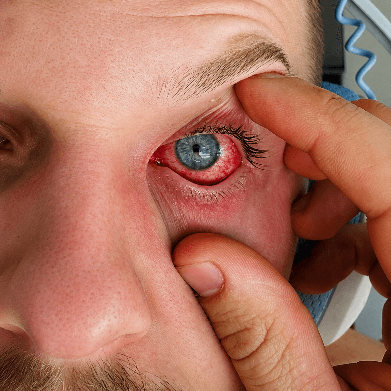 Uveitis eye condition causing inflammation and redness