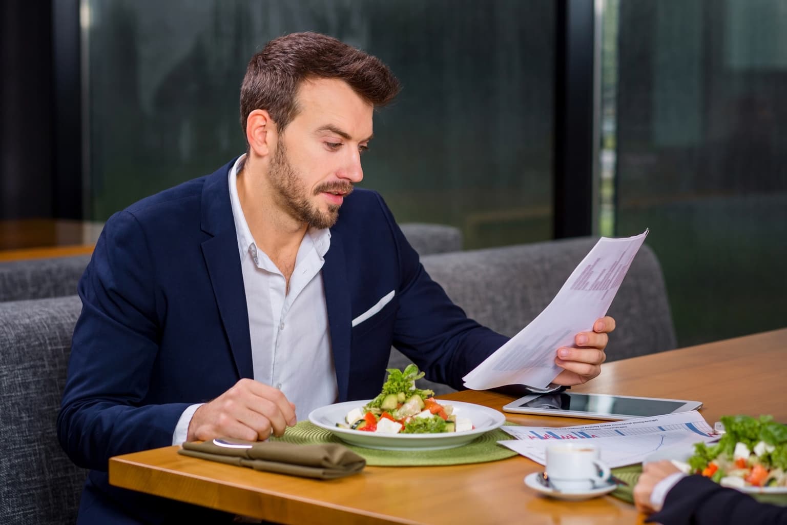 Reading a menu with clear vision after advanced lens treatment